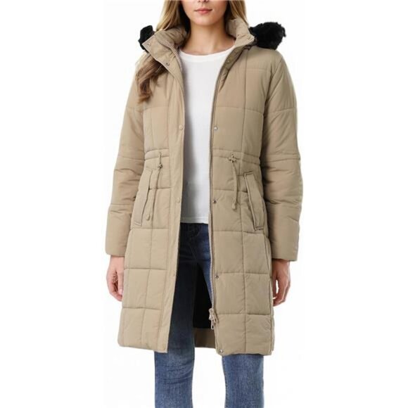 Women's Winter Coat Long Waterproof Parka - Warm Apricot - Picture 6 of 7